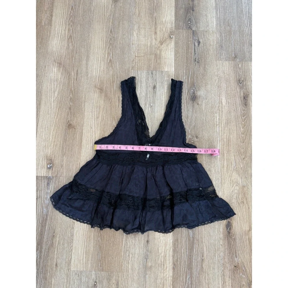 Free People Intimately Lace Babydoll Tank Women S Black Boho Tiered Fairy Gothic